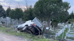 Çorlu’da Alkollü Sürücü Mezarlığa Daldı